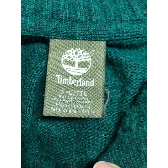 Timberland Men’s Wool Blend Henley Sweater Green Mock Neck Regular Fit Size XXL - Picture 6 of 11